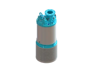 Electrobomba sumergible de achique Rhino de 100 HP con arranque estrella-triángulo y paso de sólidos de 10 mm.